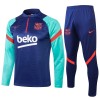 FC Barcelona Trainings Sweatshirt Pak Kwart-Zip 2021-22 Blauwgroene FC Barcelona Trainings Sweatshirt Pak Kwart-Zip 2021-22 Blauwgroene